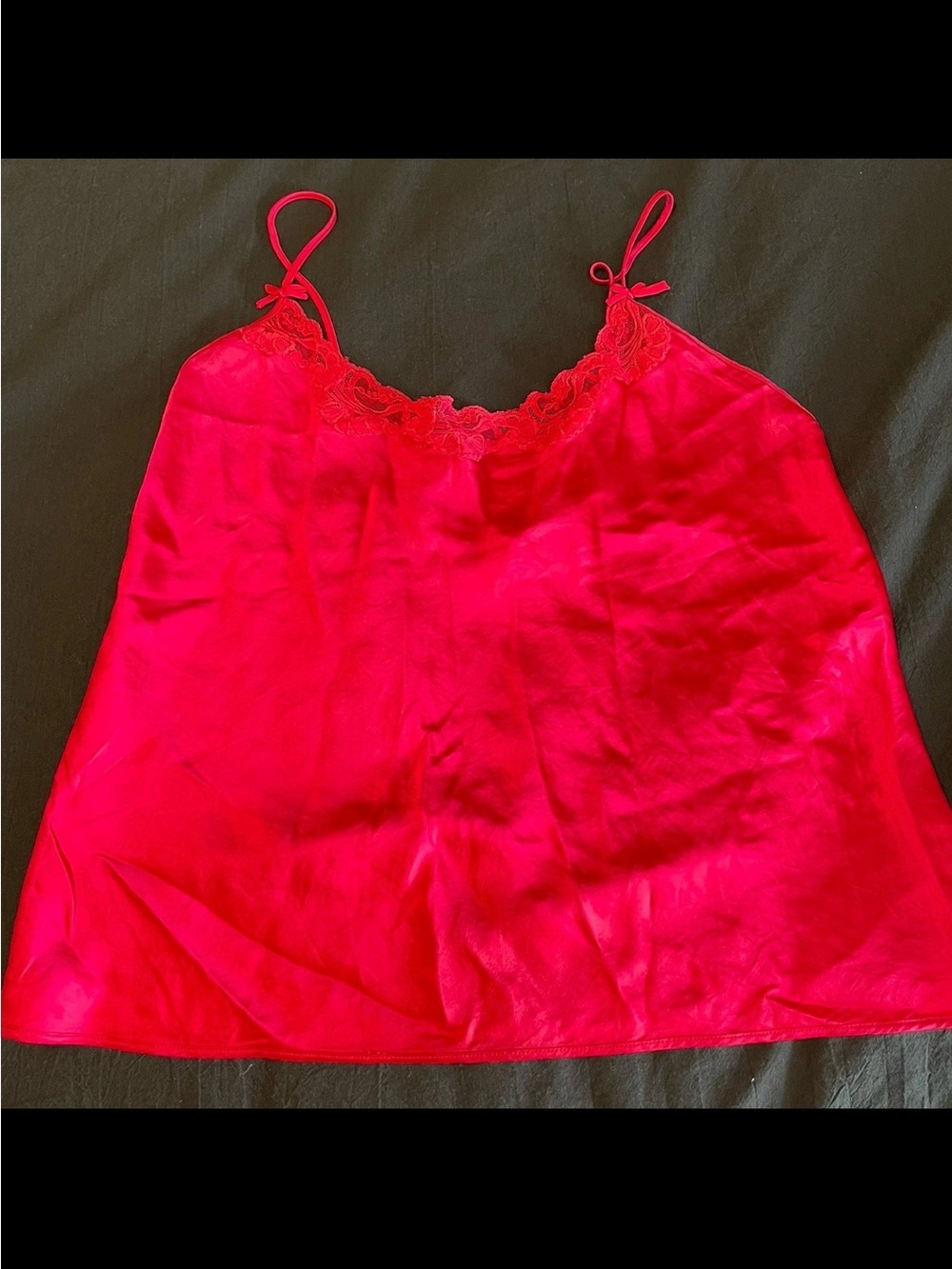 Victorias Secret Vintage Camisole Top Red 100% Silk Lace Sz L Gold Label